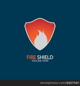 Fire shield logo design element. Fire warning sign shield. Fire flame vector illustration