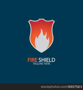 Fire shield logo design element. Fire warning sign shield. Fire flame vector illustration