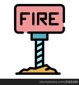 Fire sign board icon. Outline fire sign board vector icon color flat isolated. Fire sign board icon color outline vector