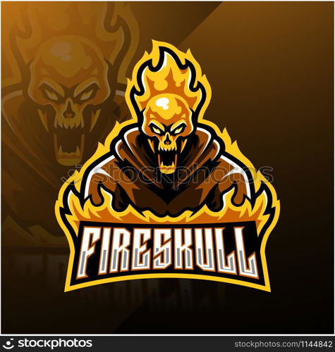 Fire skull esport mascot logo design