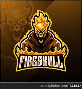 Fire skull esport mascot logo design