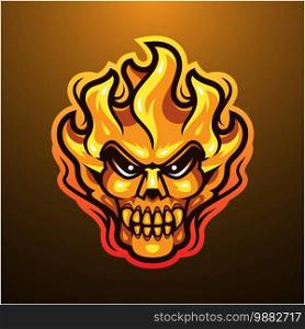 Fire skull head mascot logo