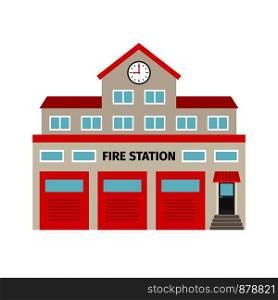 Fire station flat colorful building icon, isolated on white background. vector illustration. Fire station flat colorful building icon