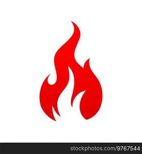 Fire symbol of heat, combustion and passion isolated flat cartoon icon. Vector flammable inferno, bright blazing lit. Flame flare, orange burning c&fire or bonfire, fireproof warning emblem. Flammable object sign, burning fire blaze ignition