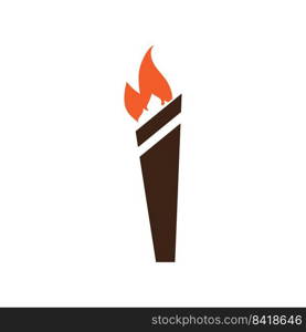 Fire torch with flame flat icons set. Collection of symbol flaming, illustration