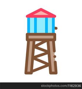 Fire Tower With Water Icon Vector. Outline Fire Tower With Water Sign. Isolated Contour Symbol Illustration. Fire Tower With Water Icon Outline Illustration