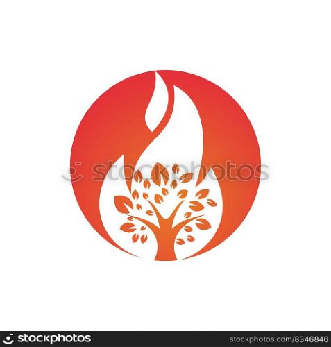 Fire Tree vector logo design template.	