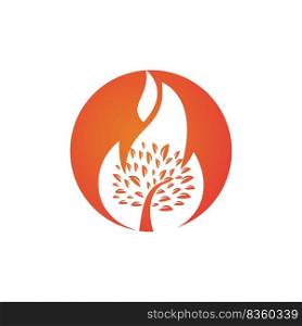 Fire tree vector logo design template. Flame nature icon logo concept. 
