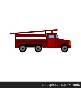 Fire truck icon in flat style isolated on white background. Fire truck icon