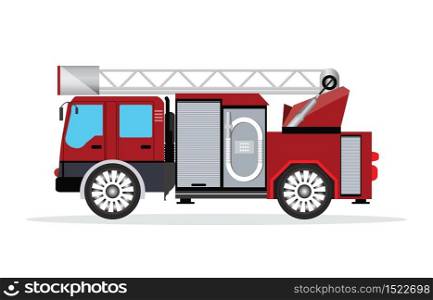 Fire truck isolated on white,emergency vehicle fire engine truck, flat design vector illustration.
