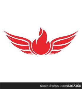 Fire wings vector logo design. Heraldic shape with abstract wings, vector logo design template. 