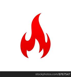 Fire with long waving tongues, red c&fire isolated vector icon. Torch flame, burning bonfire blaze symbol. Glowing flare cartoon ignition fire sign. Fire with long waving red tongues vector icon