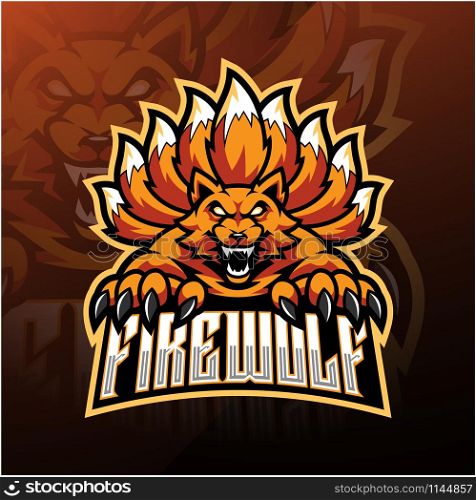 Fire wolf esport mascot logo design