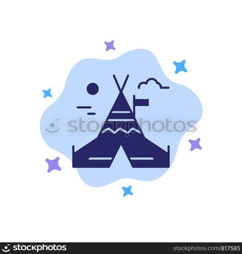 Fire Work, Camp, Canada Blue Icon on Abstract Cloud Background