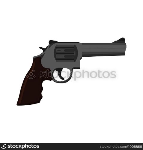firearm revolver in flat style on white background. firearm revolver in flat on white background