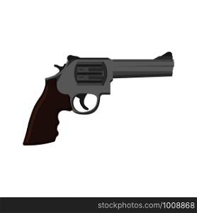 firearm revolver in flat style on white background. firearm revolver in flat on white background