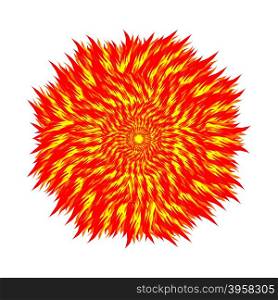 Fireball on a white background. Circle of flame. Vector illustration of elements of nature.&#xA;