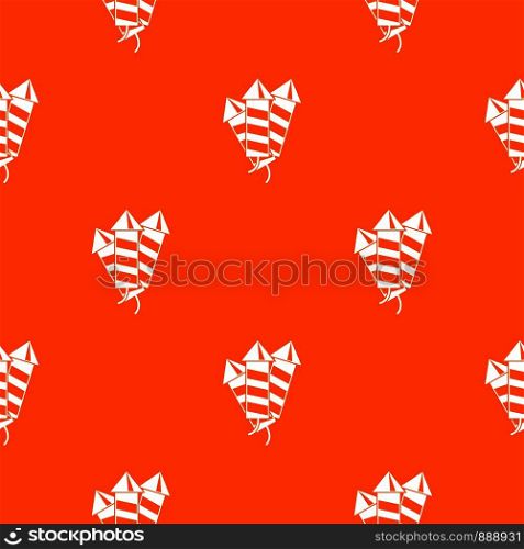 Firecrackers pattern repeat seamless in orange color for any design. Vector geometric illustration. Firecrackers pattern seamless