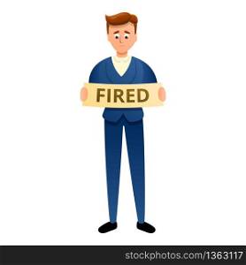 Fired office worker icon. Cartoon of fired office worker vector icon for web design isolated on white background. Fired office worker icon, cartoon style