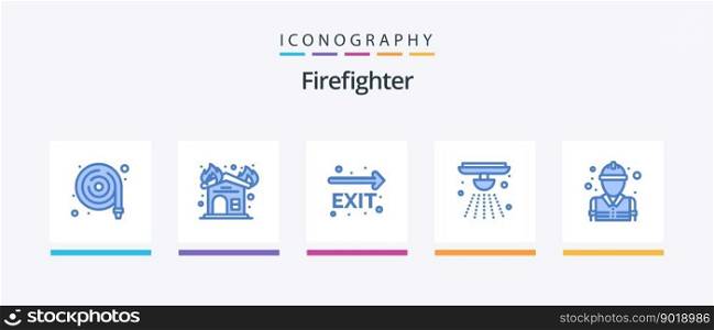 Firefighter Blue 5 Icon Pack Including fire. fire. exit. bell. alarm. Creative Icons Design