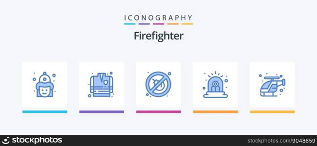 Firefighter Blue 5 Icon Pack Including helicopter. emergency. fire. siren. alert. Creative Icons Design