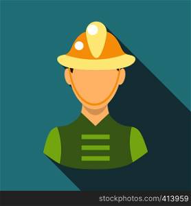 Firefighter icon. Flat illustration of firefighter vector icon for web design. Firefighter icon, flat style