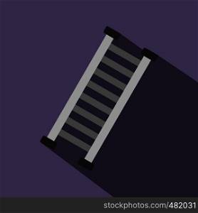 Firefighter ladder flat icon on a violet background. Firefighter ladder flat icon
