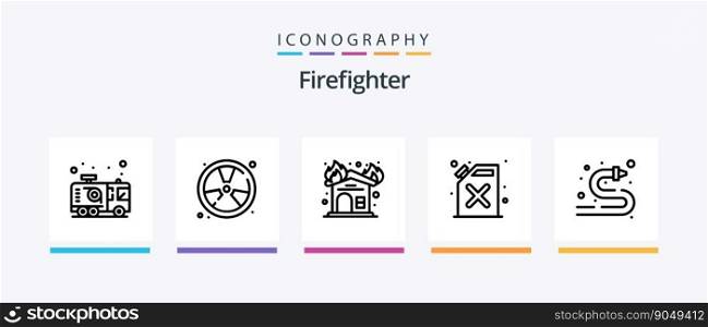 Firefighter Line 5 Icon Pack Including float. fire. call. fighter. hotline. Creative Icons Design