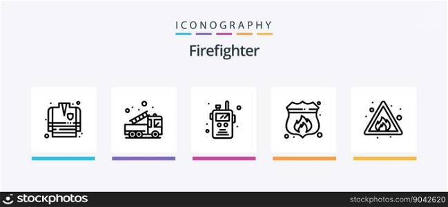 Firefighter Line 5 Icon Pack Including water place. protection. exit. mask. fire. Creative Icons Design