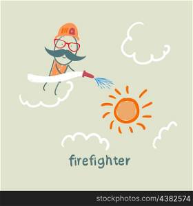 firefighter puts out the sun