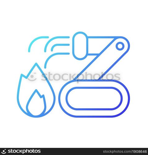 Firefighter robots gradient linear vector icon. Providing fire suppression. Remote control by firefighter. Thin line color symbol. Modern style pictogram. Vector isolated outline drawing. Firefighter robots gradient linear vector icon