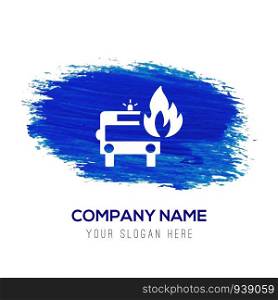 Firefighters truck icon - Blue watercolor background