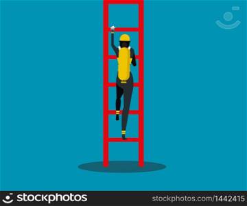 Firefighting. Fireman with rescue equipment situations isolated. Concept labor vector illustration, Career, labor character.
