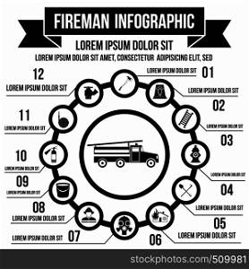 Firefighting infographic elements in simple style for any design. Firefighting infographic elements, simple style
