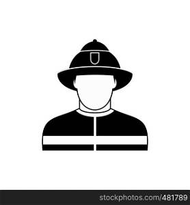 Fireman black simple icon isolated on white background. Fireman black simple icon