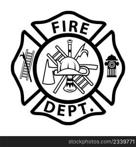 fireman emblem sign on white background. firefighter"s st florian maltese cross. fire department symbol.