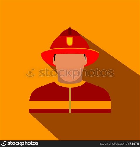 Fireman flat icon on a yellow background. Fireman flat icon