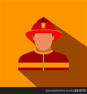 Fireman flat icon on a yellow background. Fireman flat icon