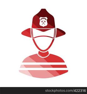 Fireman icon. Flat color design. Vector illustration.