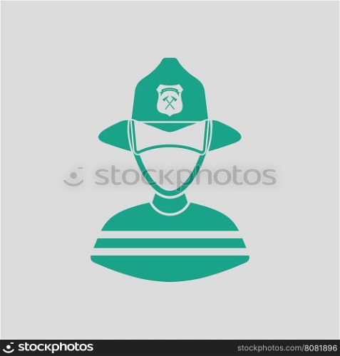 Fireman icon. Gray background with green. Vector illustration.