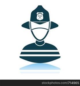 Fireman Icon. Shadow Reflection Design. Vector Illustration.