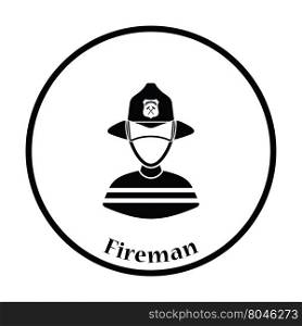 Fireman icon. Thin circle design. Vector illustration.