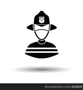Fireman icon. White background with shadow design. Vector illustration.