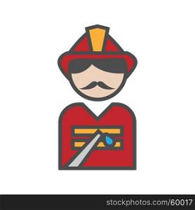 Fireman icon with uniform on white background