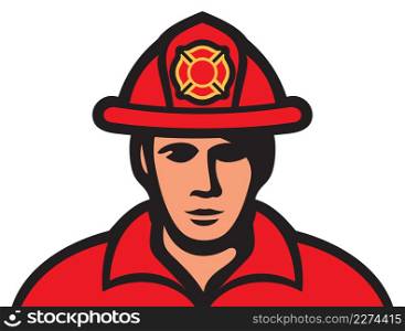 Fireman in uniform vector illustration (fire fighter)