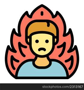 Fireman product review icon. Outline fireman product review vector icon color flat isolated. Fireman product review icon color outline vector