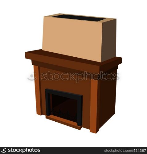 Fireplace cartoon icon on a white background. Fireplace cartoon icon