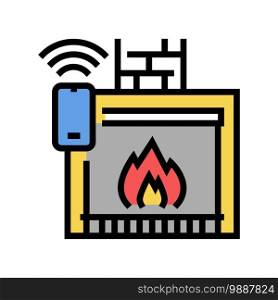 fireplace control system of smart home color icon vector. fireplace control system of smart home sign. isolated symbol illustration. fireplace control system of smart home color icon vector illustration