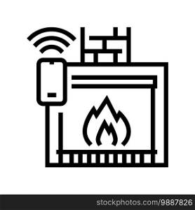 fireplace control system of smart home line icon vector. fireplace control system of smart home sign. isolated contour symbol black illustration. fireplace control system of smart home line icon vector illustration