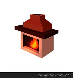 Fireplace icon in cartoon style isolated on white background. Fireplace icon, cartoon style